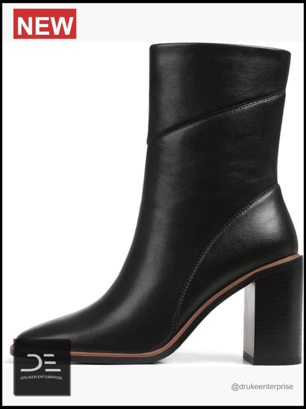 Panelled Stitching Square Toe Ankle Boots Chunky Heel Side Zipper Booties